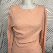 RE/DONE 60s Slim Ribbed Long Sleeve Shirt In Sorbet Orange Size US Large