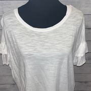 Kayleigh White Ruffle Sleeved Tee Size XL