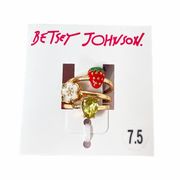 Betsey Johnson Strawberry Flower Gem Rings Size 7.5