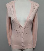 NY&CO pastel peach beaded long sleeve cardigan size xs