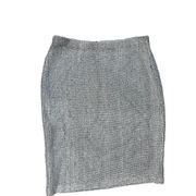 St. John Metallic Silver Tweed Pencil Skirt Size 6