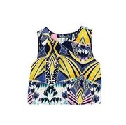 Blue RAIN ABSTRACT PRINT SLEEVELESS TANK TOP SMALL