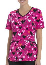 NWT Scrubstar Hearts Valentine V Neck Scrub Top Size Medium