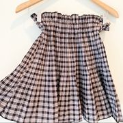 Handmade Black White Plaid Checkered Skater Pleated Circle Skirt XS/S