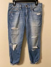 Womens  The Best Friend Fit Cropped Capris Distressed 27 Waist