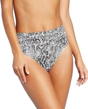 Xhilaration Snake Print Ribbed High Waist Bikini Bottom