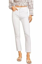 Veronica Beard Jean Carly Raw Hem Kick Flare Jeans White Size 24 New w/Tag $218