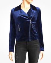 Velvet Moto Jacket Midnight Blue