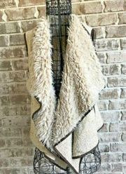 Miami Asymmetrical Vest Small Sherpa Lined Faux Leather Trim Festive Warm