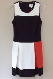 Julie Brown NYC Sleeveless Dress Black Red & White Color Block Small NWT Hazel
