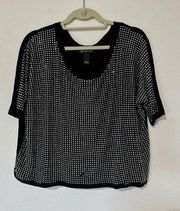 I.N.C International Concepts WOMANS BLACK AND SILVER BEAD LIKE TOP SIZE XL