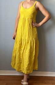 Ellison Yellow Eyelet Tiered Midi Dress Size Medium