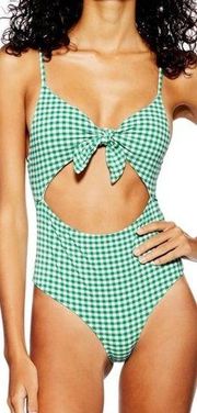 Topshop Gingham Cutout One-Piece Swimsuit