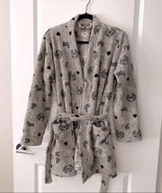 Victoria's Secret Pink grey hearts and logo soft bath robe lounge wear 💖