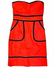 NWT ~ MINUET Red & Black Strapless Cotton Padded Bra Lined Dress ~ Women's SMALL