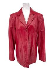 Caslon Vintage Bold Red 100% Lamb Skin Leather 90s Y2K Blazer Jacket Size Large