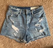 High Waist Boyfriend Cutoff Denim Shorts 