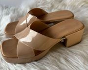 Jeffrey Campbell Bubblegum Platform Sandal Shiny Nude Rubber Sandals Size 10