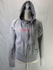 Gray with Pink Logo Full Zip Hoodie Size Large