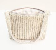 La Regale Seed Beaded Small Evening Bag White and Gray