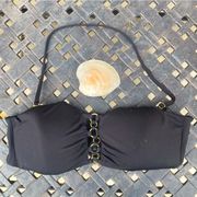 Beach Bunny Black Bathing Suit Top w/Gold Chain Detail. Size Small. EUC!