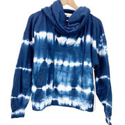 Young Fabulous and Broke  Womens L Piper Hoodie Blue Tie Dye Funnel Neck Hippie