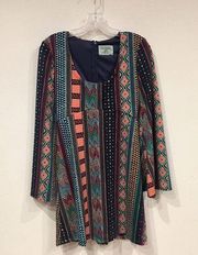 Judith March Long Sleeve Aztec Print Dress Size Small EUC