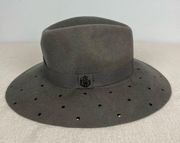 Vince Camuto Gray 100% Wool  Banded Studded Panama Hat