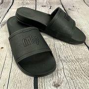 Fitflop Iqushion Slide Comfort Cushion Sandals All Black EU 37/US 6 NEW