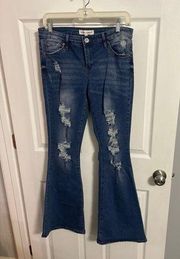 Almost Famous Flare Distressed Jeans Size 9