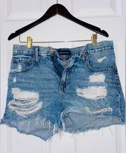 Aeropostale Shorts 90s High Rise Cut Off medium Wash Distressed Jean size 10