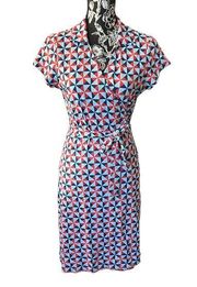 J. McLaughlin dress short sleeve sheath colorful pattern medium