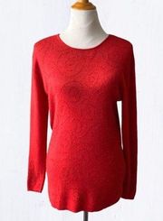 Jaclyn Smith vintage beaded embellished red knit sweater silk angora Size S