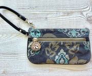 Spartina 449‎ Natural Linen Wristlet | Brown/Blue