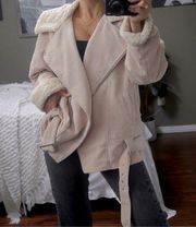 Promesa Corduroy Moto Cream Sherpa Jacket Coat