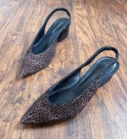 Donald J Pliner • Gema Low-Heel Leopard Slingback Pumps brown velvet point toe