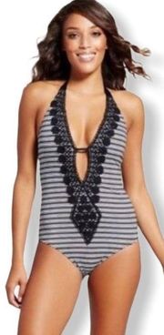 Mossimo Crochet Trim Plunge Bathing Suit