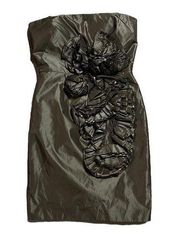 Robert Rodriguez Womens Strapless Brown Cocktail Dress Flower Design Size 0