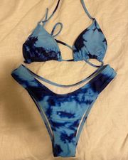 SheIn Blue Tie Dye Bikini Set