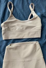 sport ribbed tan work out set