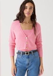 J. Crew Supersoft Cropped Cable Knit Sweater Tank Set Wool Pink Medium Sorbet