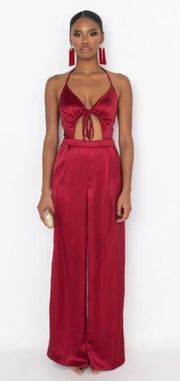 dark Red Sleeveless Jumpsuit 