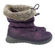 The North Face Womens Nuptse Faux Fur IV Outdoor Bootie AYCPA7A Purple Plaid