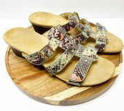 Vionic Leather Snakeskin Wedge Sandals 9