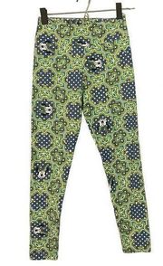 LuLaRoe X Disney Green Minnie Mouse Casual Leggings Women Sz OS