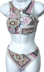 Nanette Lepore Hannah High Neck Marrakesh Megerie Bikini Set Swim Set Size 10