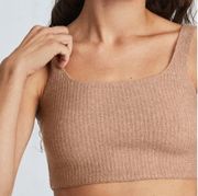 Everlane Wool Blend The Cozy-Stretch Cropped Tank Top Ribbed Knit Tan Size Large