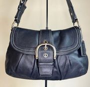 Coach Soho Flap Buckle Pleated Shoulder Hobo Bag - Black Leather