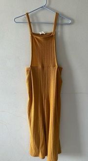 Sienna Sky Jumpsuit Overalls Ribbed Wide Leg Cropped Mustard XS