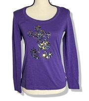 Disney  Parks women's sequin mickey purple long sleeve tee top blouse small